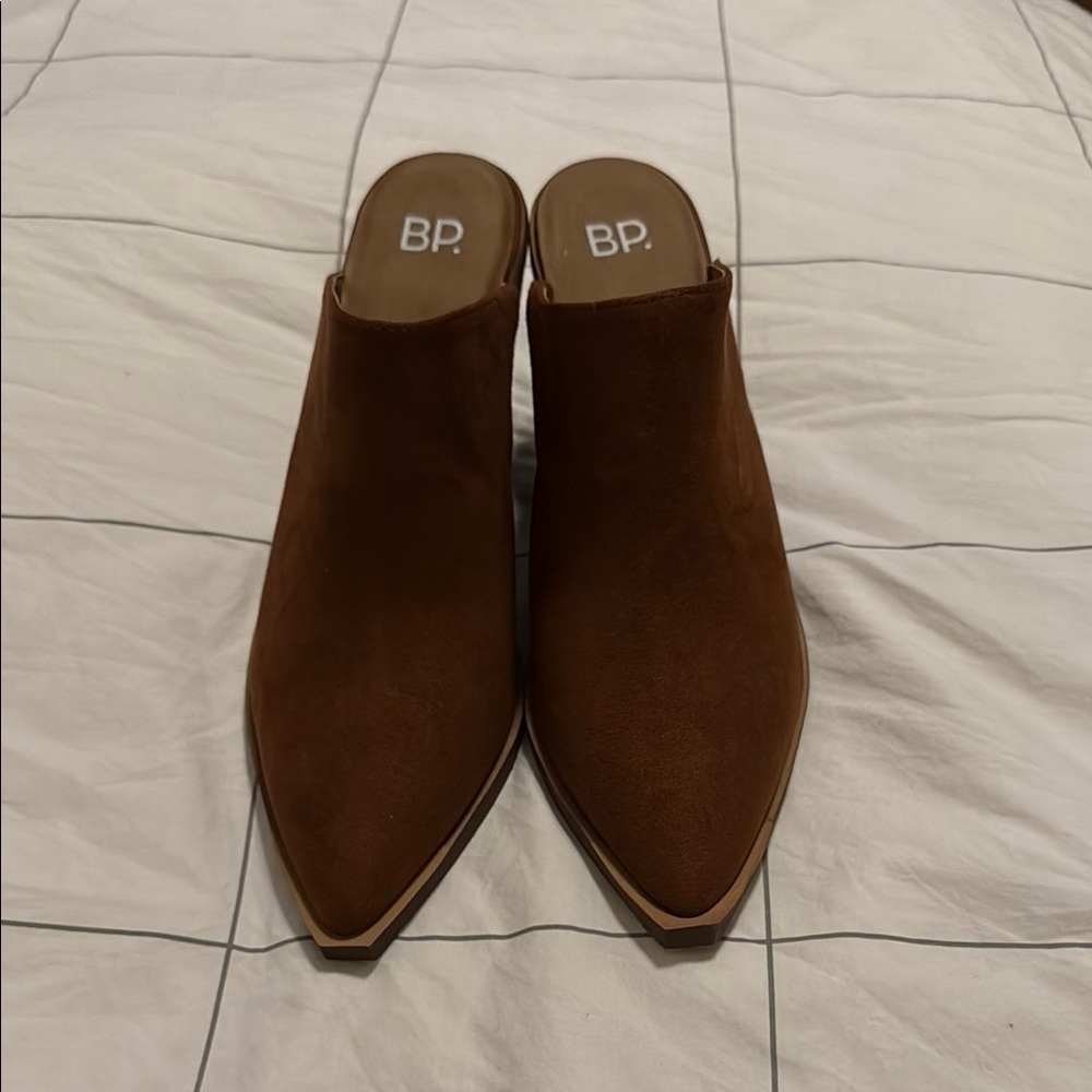 bp Brown Suede Mules with Pointed Toe Size 8
